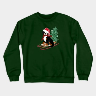 Bernese Mt Dog Bringing Home Xmas Tree Crewneck Sweatshirt